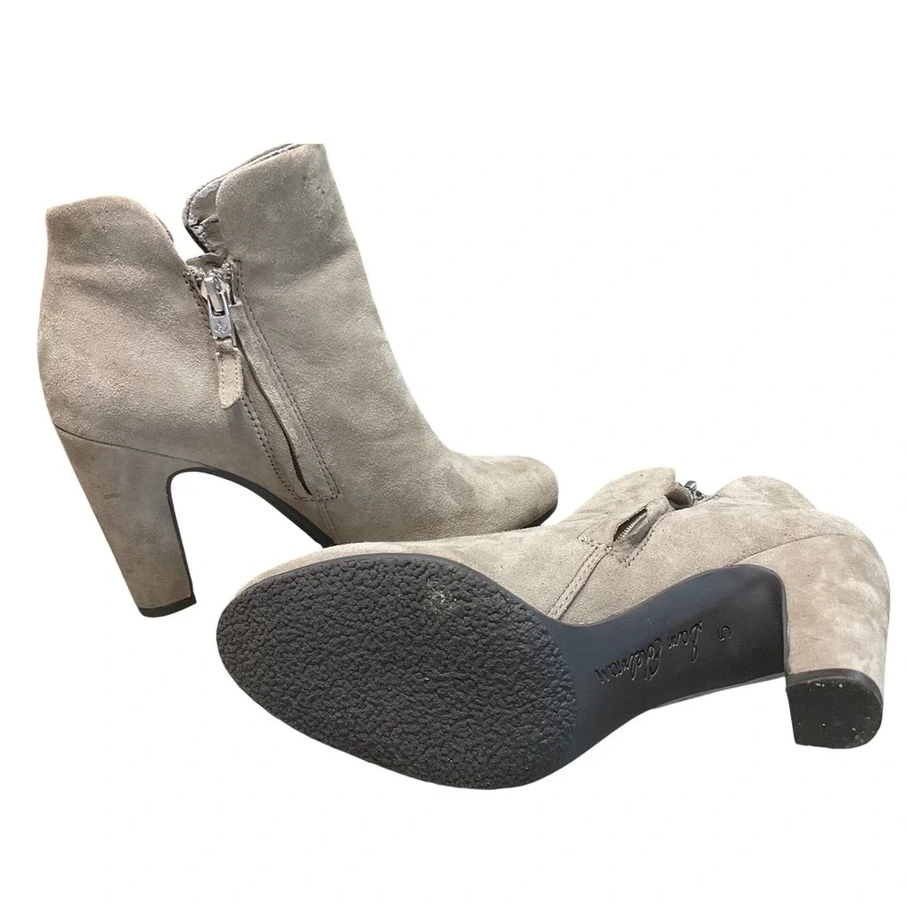 Sam Edelman Shelby Ankle Boots Womens 5M Suede Block Heel Taupe Booties